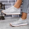 Plus Size Flat Casual Sports Shoes Women's 2025 New Sequin Lace-up Shoes