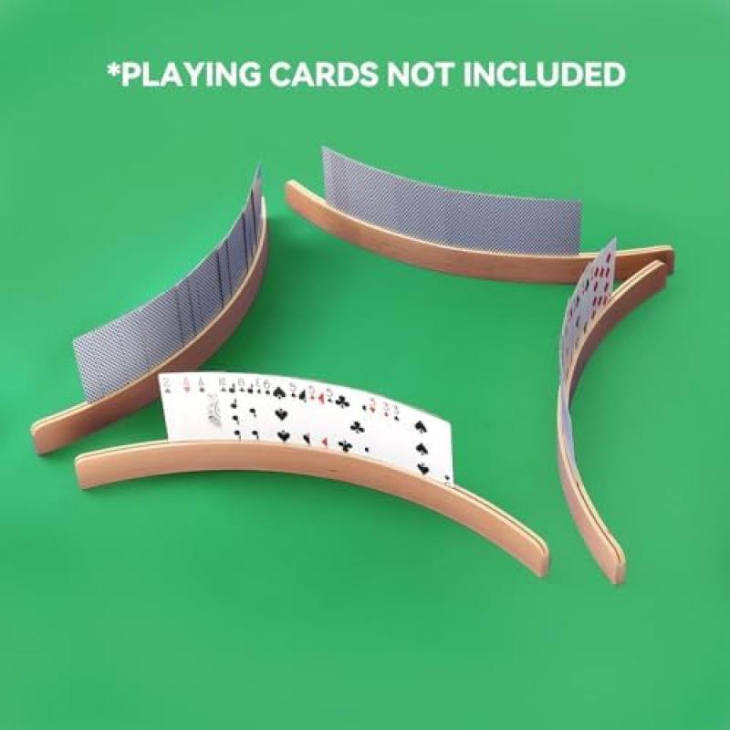 Qodiacl 2 Pack Wooden Playing Card Holders for Kids Adults Seniors, 33 X 3.5cm Desktop Card Stands