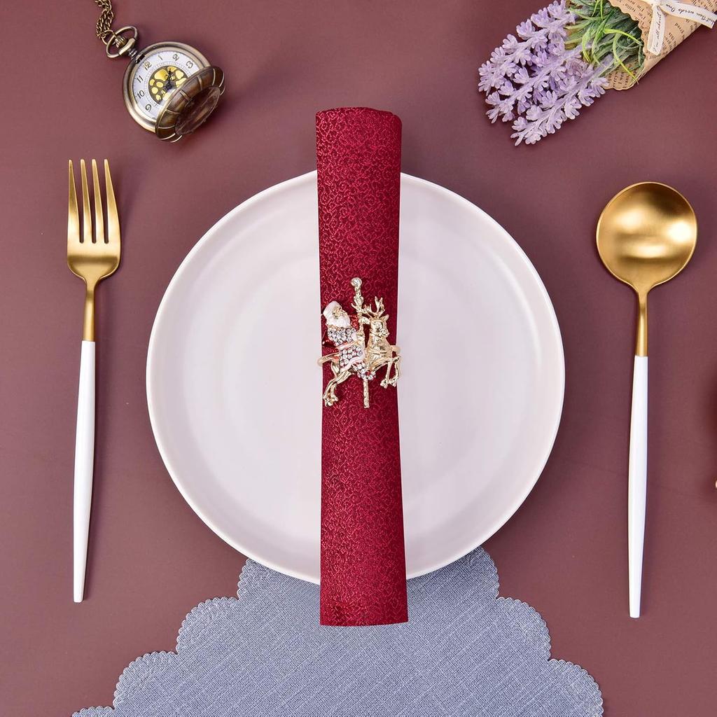 Christmas Santa Claus Napkin Rings Set of 8, Xmas Napkin Rings for Dining Table Setting, Dinner Tables Rings for Weddings, Family, Christmas,