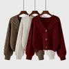 Herbst Winter Mode Cardigan Pullover Damen Gestrickte Mäntel Damen Einfarbig Langarm Freizeit Strickjacke Cardigans Oberteile Strickwaren