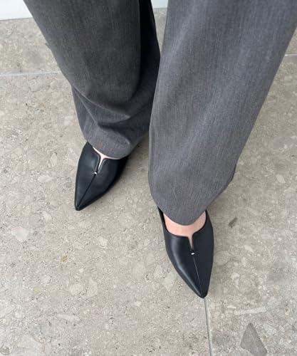 Flare heel pointed toe pumps/45301