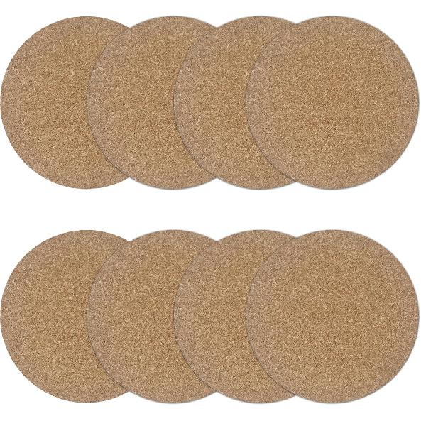 8PCS 3.5”/90mm Cork Coasters, Round Absorbent Drink Coasters for Coffee Table Protection, 0.15" Thick Natural Cork Mat for Hot Cups Home Office Bar