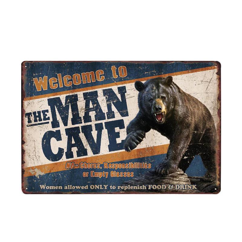 Man Cave Rule Metal Tin Sign Vintage Poster Home Bar Hotel Wall Painting Plaque Party Bar Public Decor 20*30 CM