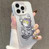 Silver Anti-Slip Cat Phone Case for iPhone 13/14Pro/15ProMax/16Pro/17
