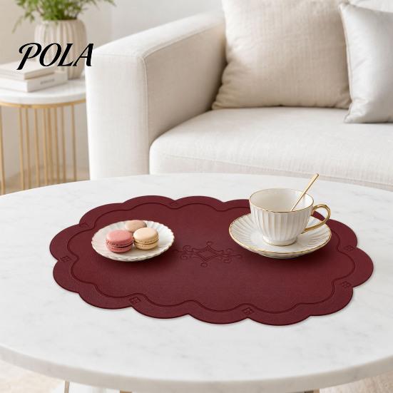 Easy Clean Table Mat 2PCS Leather Placemats, with Embossment Design, Waterproof No-Slip Heat Scratch Resistant Placemat Mats, Flexible Foldable