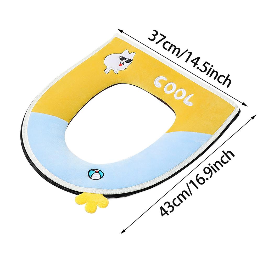 Toilet Cushion Household Plush Zipper Handle Toilet Seat Ring