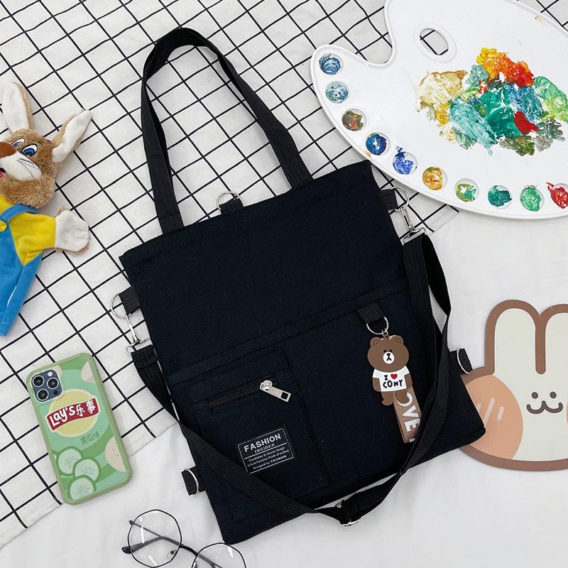 Fashion Bear Doll Canvas Women's Bag New Large-capacity Shopping Women's Shoulder Messenger Bag