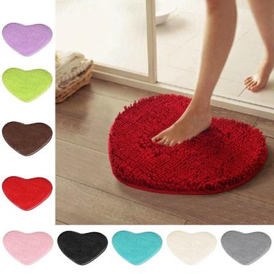 40x30cm Home Soft Plush Floor Memory Foam Heart Mat Flannel Carpet Bath Rug