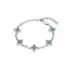 Vintage Antique Light Luxury Thousand Gold Feeling Emerald Pink Diamond Four-Leaf Clover Bracelet High-End Exquisite Design Jewelry