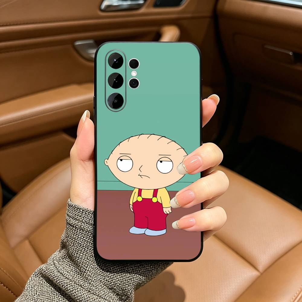 Family Cute G-Guys Phone Case For Samsung S25,S24,S21,S22,S23,S30,Ultra,S20,Plus,Fe,Lite,Black Soft Silicone
