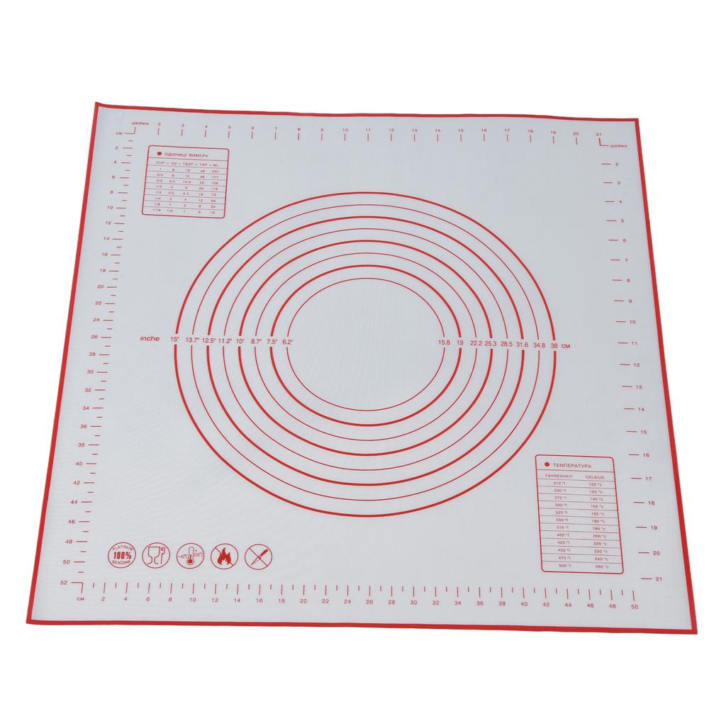 Silicone Pastry Mat 60 X 60cm/23.6 X 23.6in Fondant Mat with Measurement for Rolling Dough