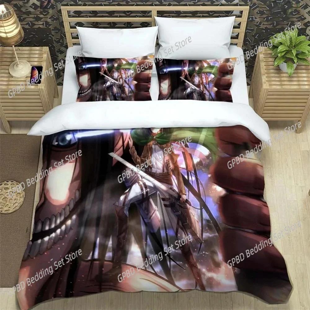Attack On Titan Printed Polyester Bedding Bedding Set Quilt Cover Pillowcase Soft And Comfortable Customizable