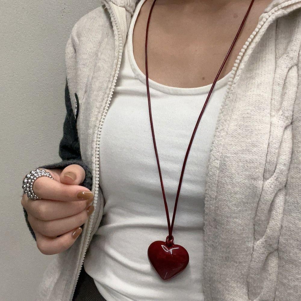 Charms Rope Chain Necklace Korean Style Sweater Chain Creative Love Pendant Necklace  Female