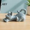 Small Cute Ornament for Workstation Stretching Kitten Figurine, Resin Cat Statue, Animal Ornament, Creative Crafts Room Compact Desktop Decoration