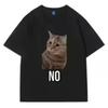 Sprechende Katze Meme Muster T-Shirt Damenmode T-Shirt Lässig Kurzarm T-Shirt Damen Streetwear Rundhals T-Shirt