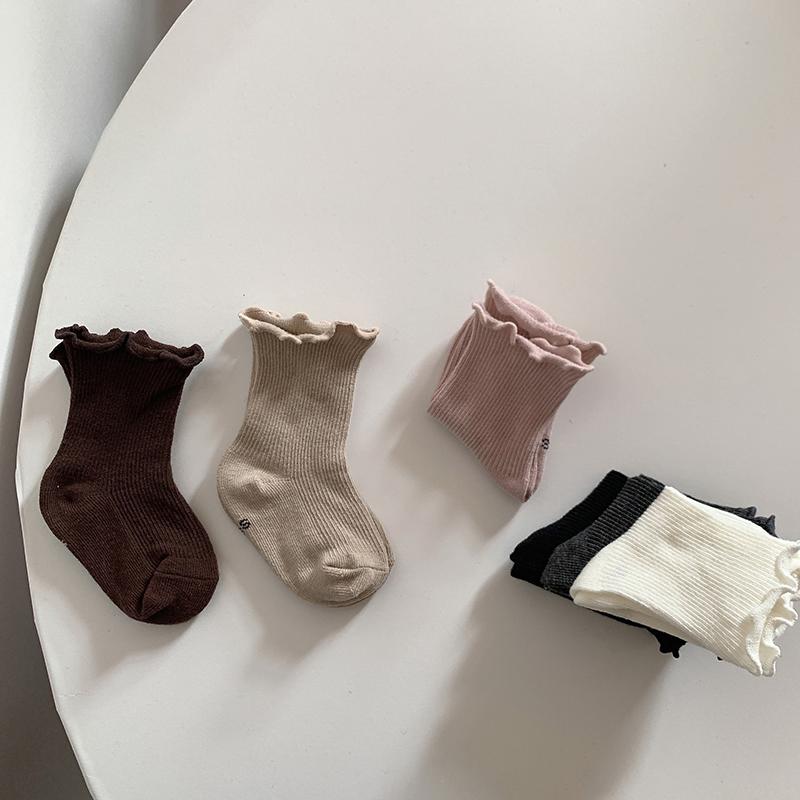 Korean Newborn Baby Socks Spring Autumn Infant Casual Sock Simple Solid Color Comfortable Cotton Kids Princess Socks