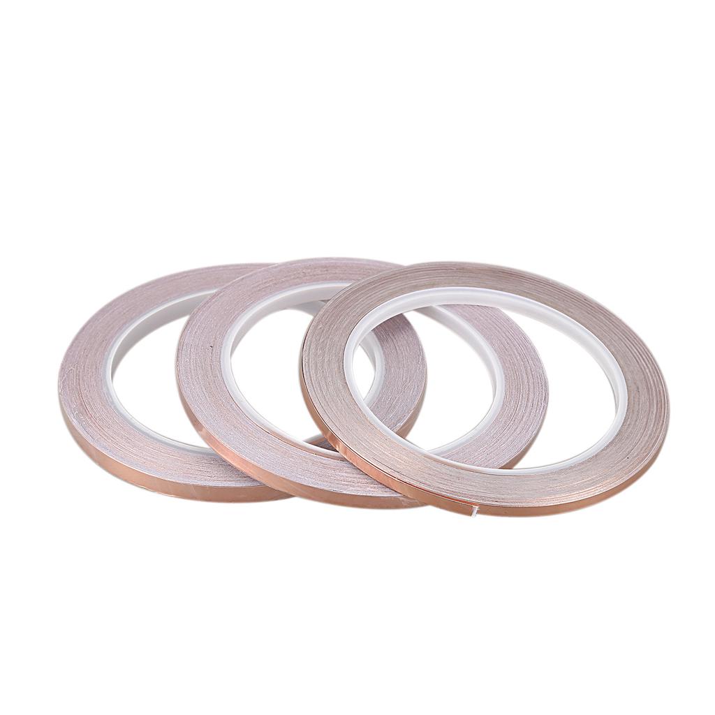 ABBY-3Pcs 20 Meters Single Side Conductive Copper Foil Tape Strip Adhesive Emi Shielding Heat Resist Tape(4Mm/5Mm/6Mm)