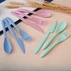 Wheat Straw Student Portable Knife, Fork and Spoon Set, Children's Three-piece Set for Western Cuisine, Dinner Spoon and Fork