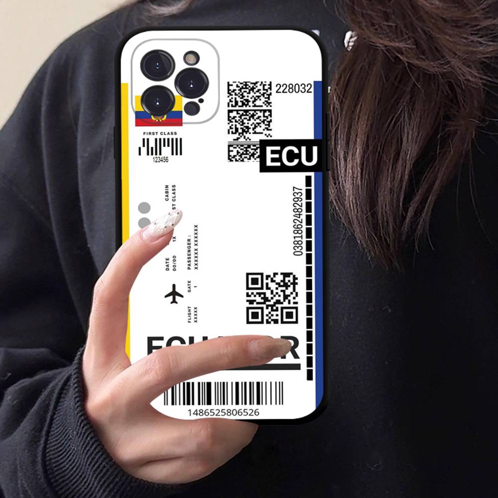 Funny World City Tourist Ticket Label Black Phone Case For Iphone 17 Air 16 15 14 13 12 11 Pro Max Plus Back Cover TPU Soft Case