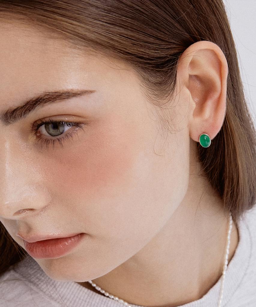 Tatiana (Silver925) Colored Bean Gemstone Earring Ec1921