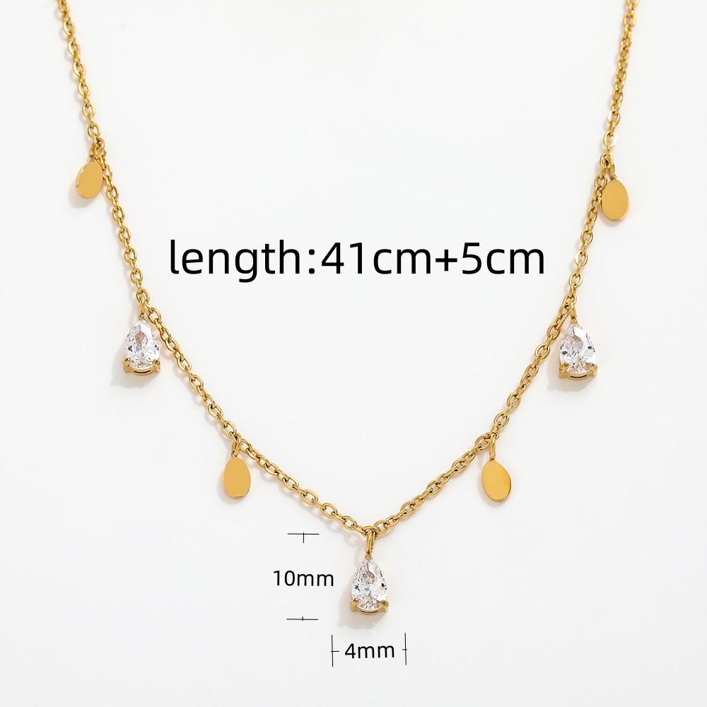 JOOLIM High End Stainless Steel Tassel Water Drop Zirconia Pendant Necklace 18K Gold Plated Jewelry золотой