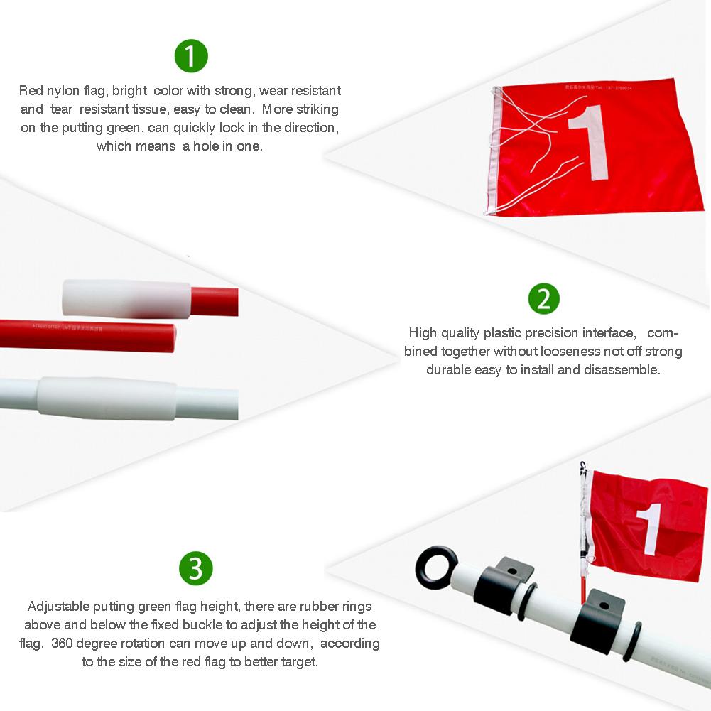 5 Sections Removable Golf Putting Green Flagpole and Hole Cup Set Practicing Accessory with Red Flag