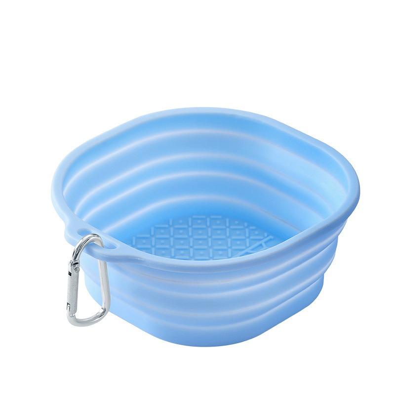 

1PC Pet Folding Bowl Outdoor Portable Dog Bowl Going Out Travel Dog Feeding Silicone Drinking Basin Pet Supplies синій