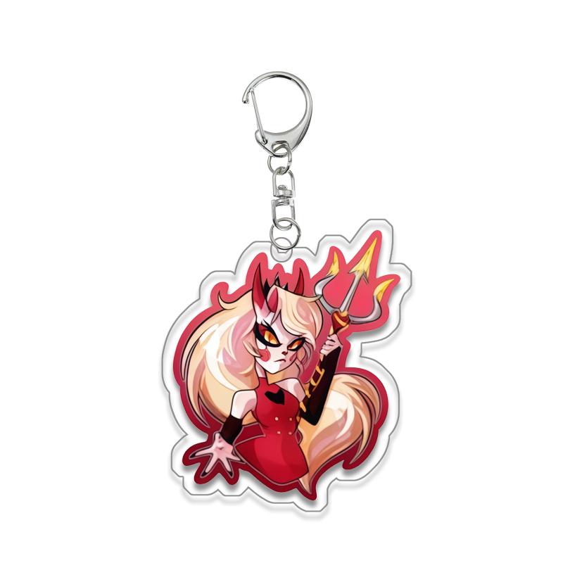 Anime for Hazbin Hotel Angel Dust Alastor Husk Charlie Morningstar Vaggie Acrylic Keychain Backpack Pendant Key Ring Decoration