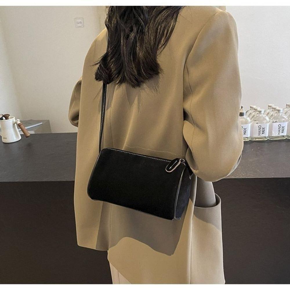 Niche High-end Simple Fashion Single Shoulder Crossbody Matte PU Pen Holder Retro Cylinder Women's Bag Small Bag