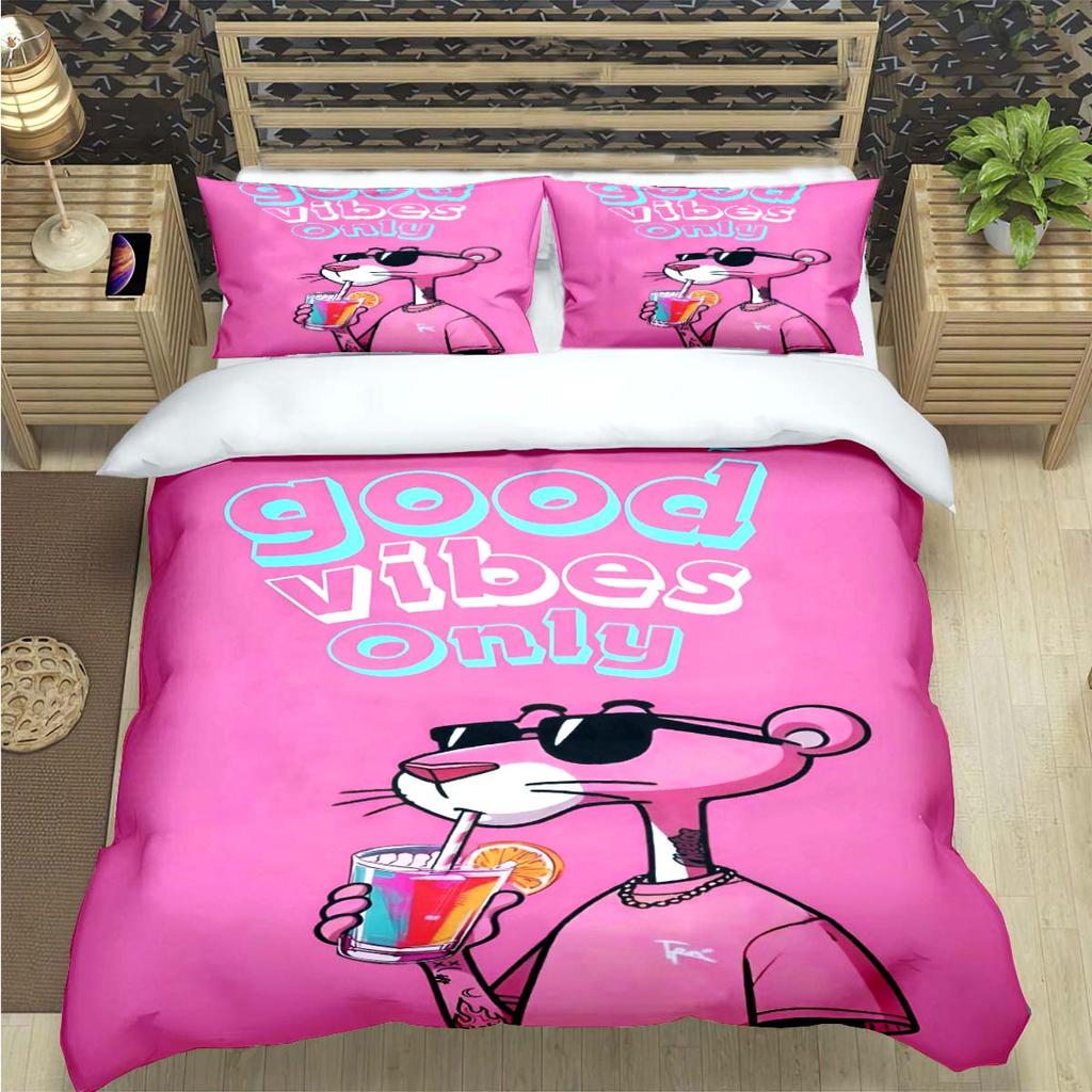 Comforter Crayon Pinkpanther Print Bedding Sets Bed Supplies Set Comforter Set Teens Girls Cartoon Twin Single Kid Gift