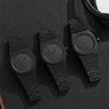 Men's Fashion Simple Black Large Dial Quartz Watch Casual Polycarbonate Butterfly Buckle Strap Male Waterproof Clock Wristwatch