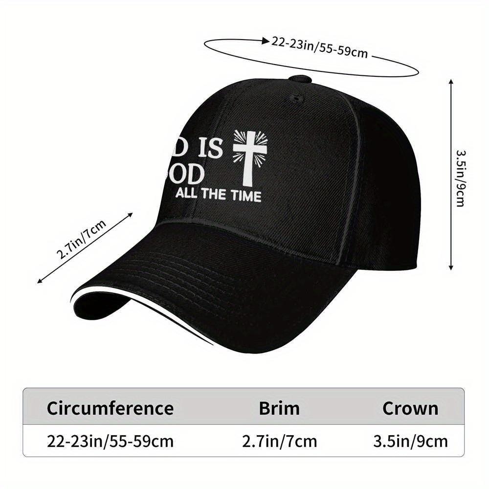 God Is Good All The Time Cross Baseball Cap Adjustable Polyester Unisex Casual Sports Hat