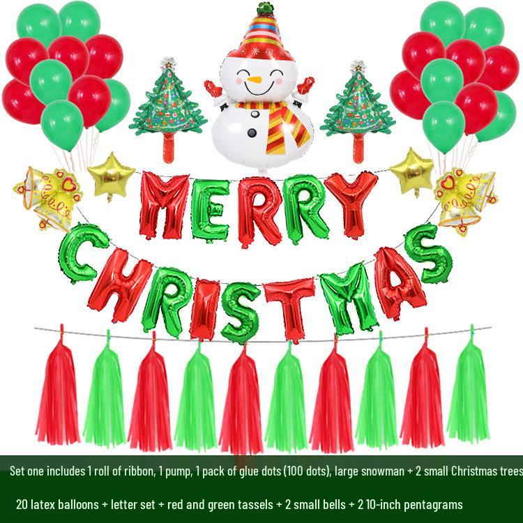 Christmas Decor Set: Snowman, Santa, Snowflake & Tree Balloons