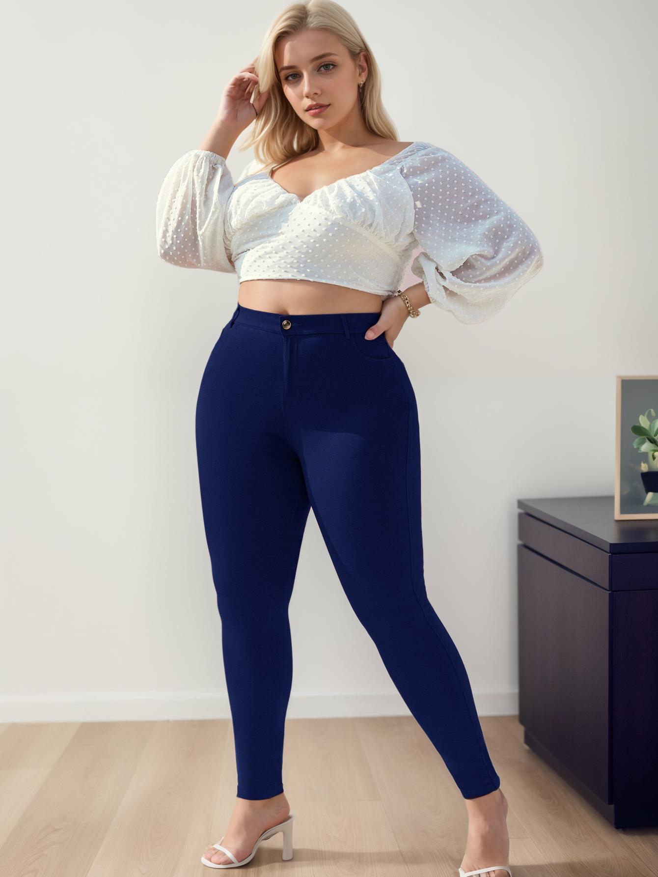 Rose Beauty A Plus молния ширинка однотонные высокая талия эластичные женские однотонные — фото 16