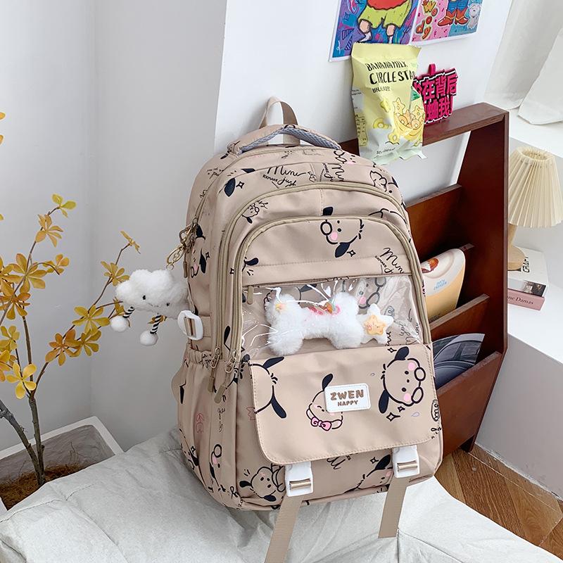 School Bag Women's Insens New Junior High School and College Student Cartoon Print High-value Large-capacity Dirt-resistant Backpack