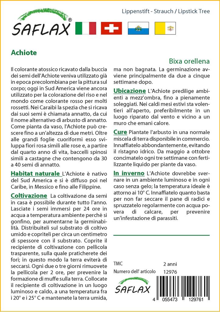 SAFLAX Gift Set - Lipstick Tree - 20 Seeds - With Gift Box, Card, Label and Potting Substrate - Bixa Orellena