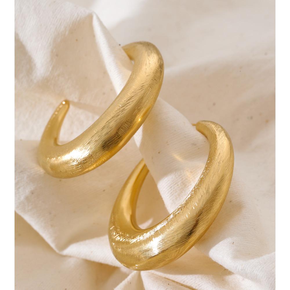 Eetit Daily Stainless Steel C Shape Huggie Earrings for All Occasions 18K Golden Plated Minimalist Versatile Casual Jewelry