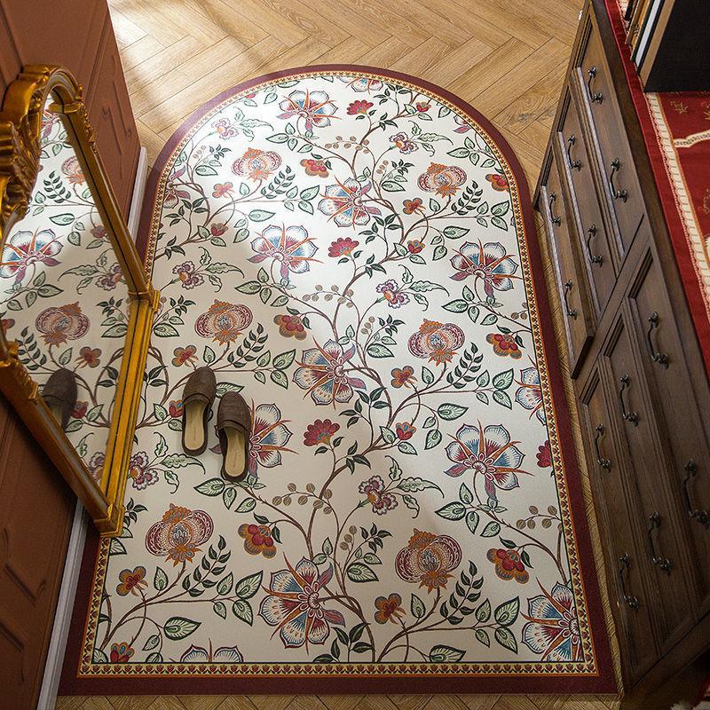 

Vintage Entrance Leather Carpet Non Slip Rug Home Kitchen Washable Cuttable Durable Stain Resistant Doormat 80 x 120cm