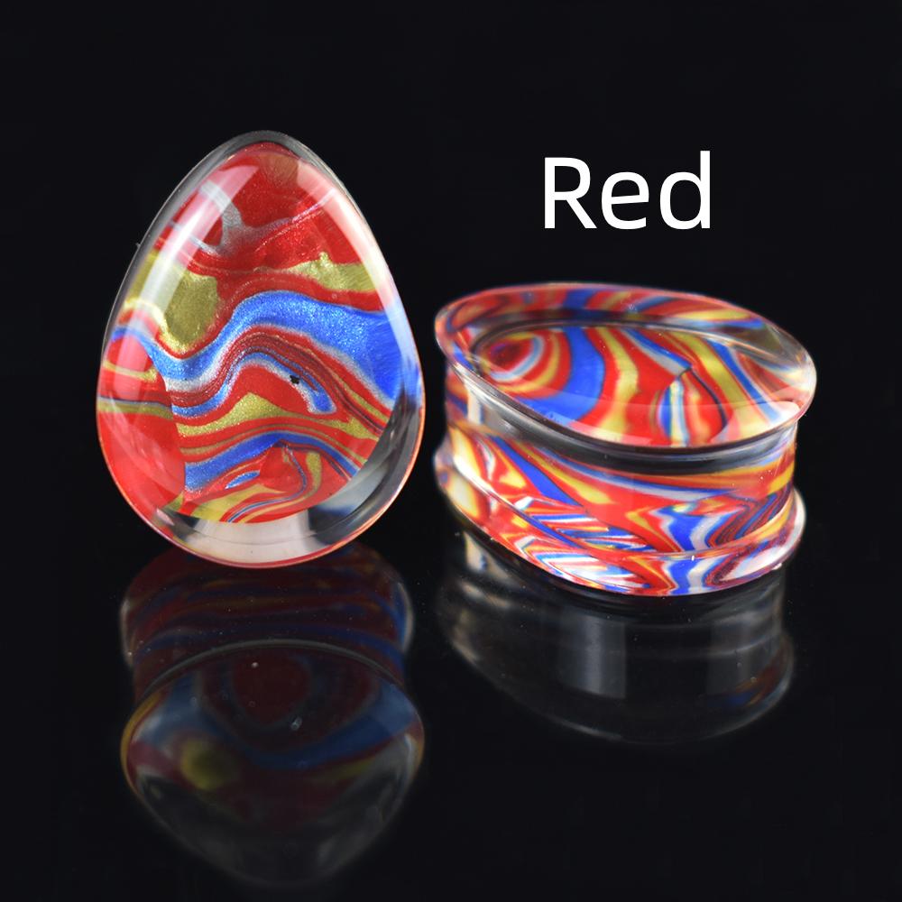 

2 шт. 8-50 мм каплевидные ушные пробки туннели калибры акриловые растягиватели ушей двойные расклешенные пробки украшения для тела для женщин мужчин 8mm красный