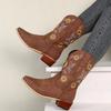 Fashion Women's PU Leather Printed Embroidered Boots Classic Casual High Top Sunflower Night High Heels Women's Boots