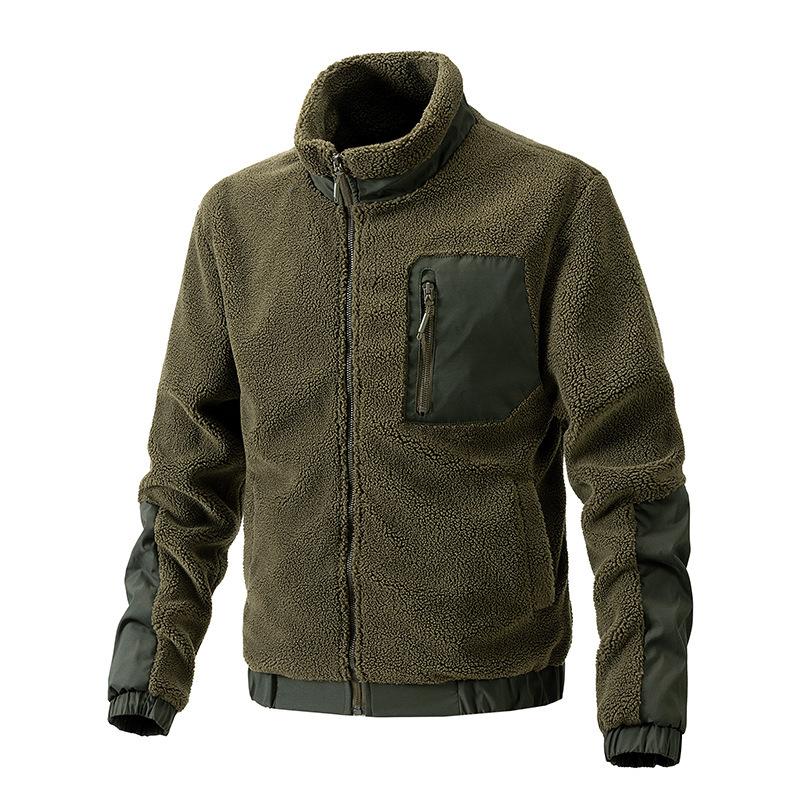 Direct supply for autumn and winter new products Men's jackets Stand-up collar Solid color fleece jackets European and American fashion youth tops