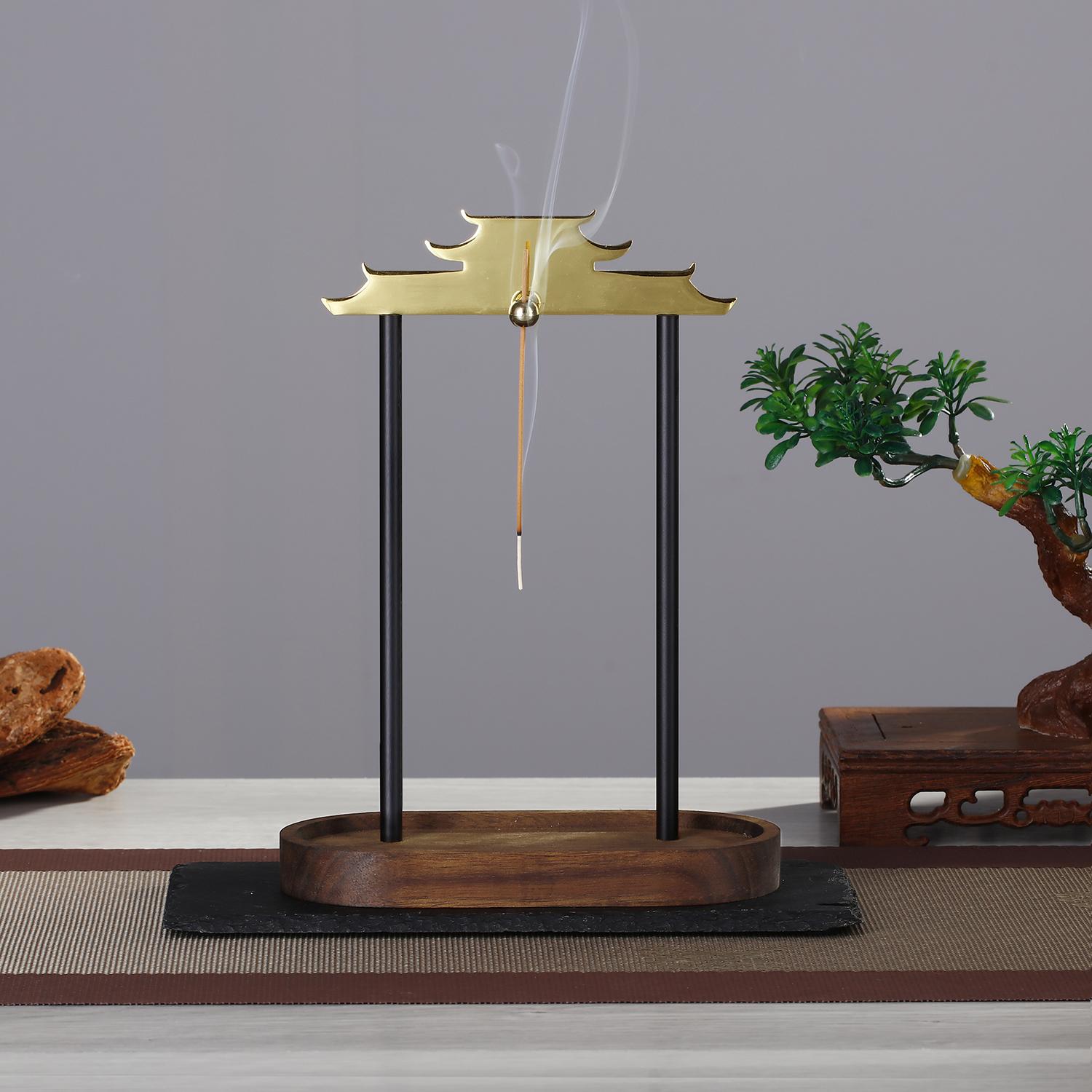 

Chinese Style Metal Incense Holder Wooden Incense Burner with Ash Catcher Incense Stick Holder for Yoga Meditation Home Decor бронзовий