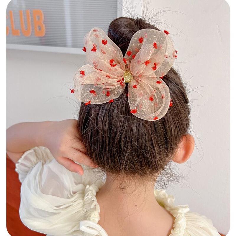 Grampo de Cabelo Coroa de Laço de Organza Infantil – Acessório Presilha de Fada
