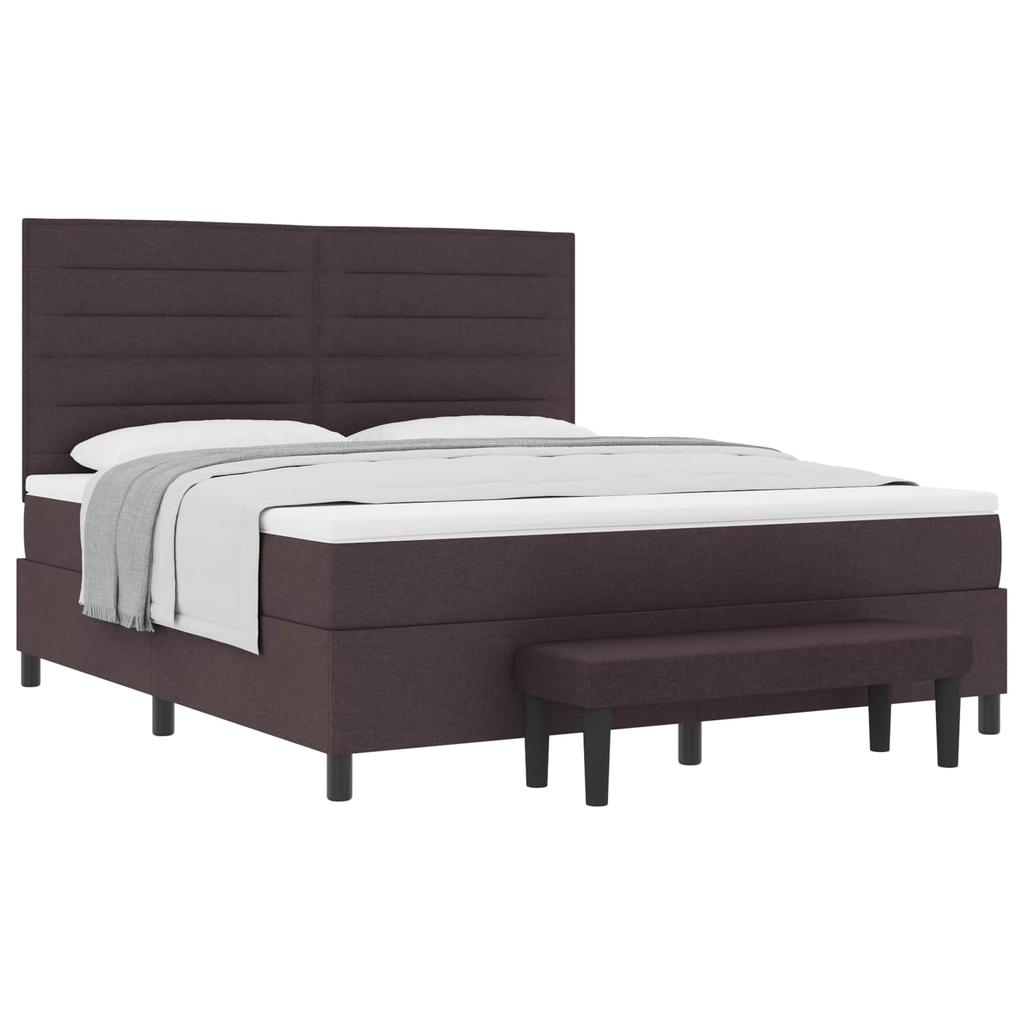 Box Spring Bed with Headboard Dark Brown 180 X 200 Cm Fabric