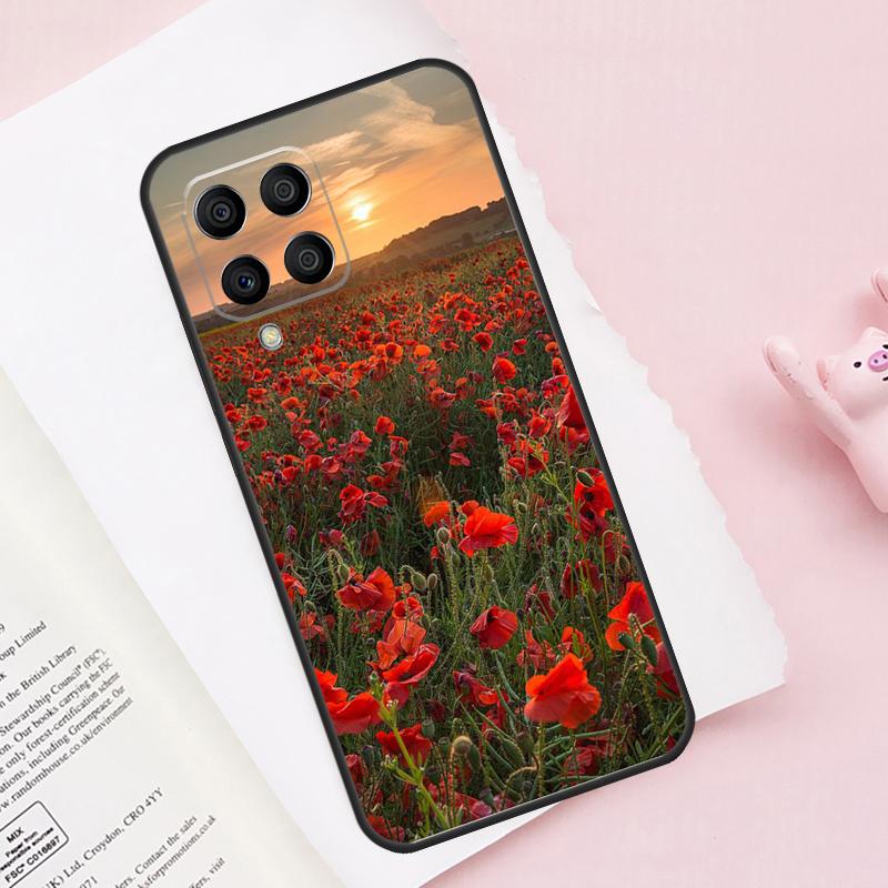 Red Corn Poppy Flower Case For Samsung Galaxy M52 M32 M12 M13 M53 M51 M31 M11 M14 M34 M54 M16 M36 M56 M15 M35 M55