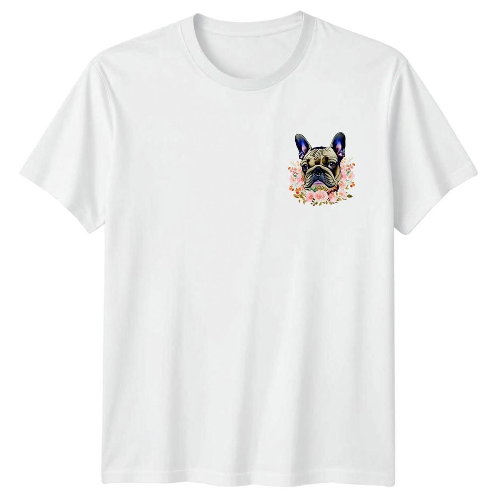 French Bulldog Dog Watercolor Floral Animals Unisexs TShirt Unisexs Tee Graphic Top S