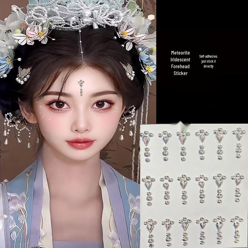 Adesivi Floreali con Strass per Viso e Fronte per Trucco e Decorazione per Performance