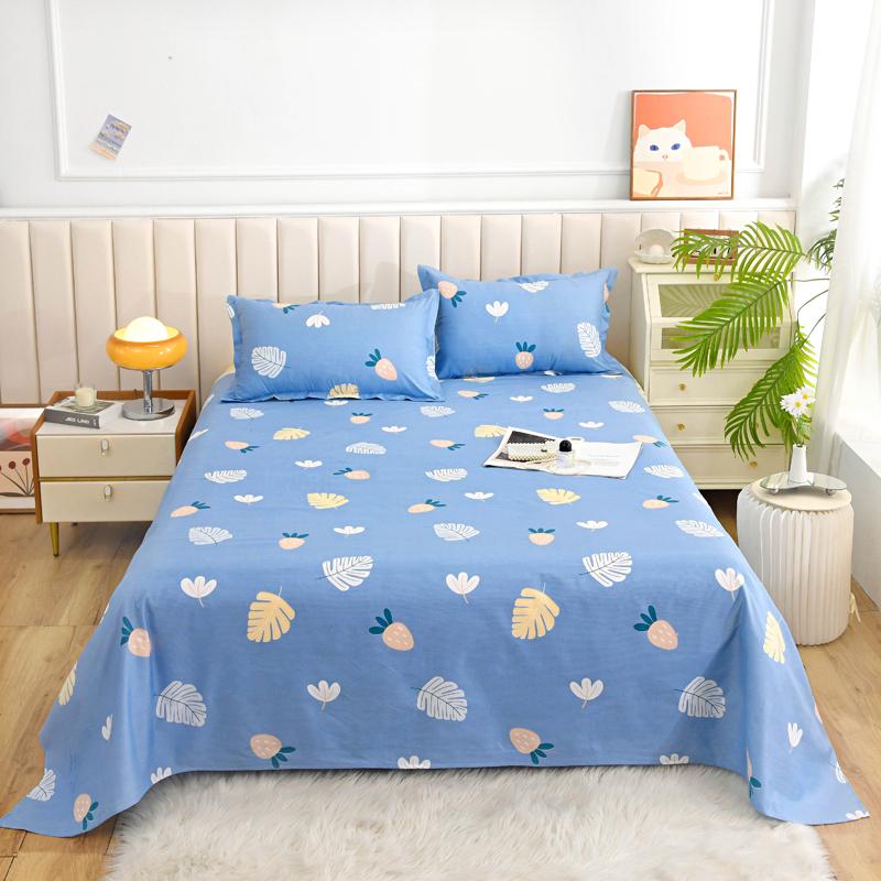 Flower Printed Flat Bed Sheets for Double Bed Single/Queen/King Reactive Printed Top Sheets for Beds Sabanas Cama Bed Linen
