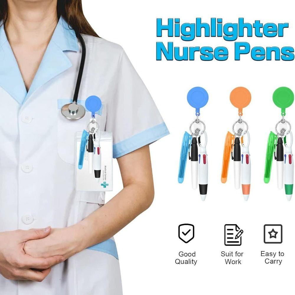 

5-in-1 Highlighter New Permanent Marker Pen Nursing Badge Clips Ballpoint Pen Nurses Day Gift синий