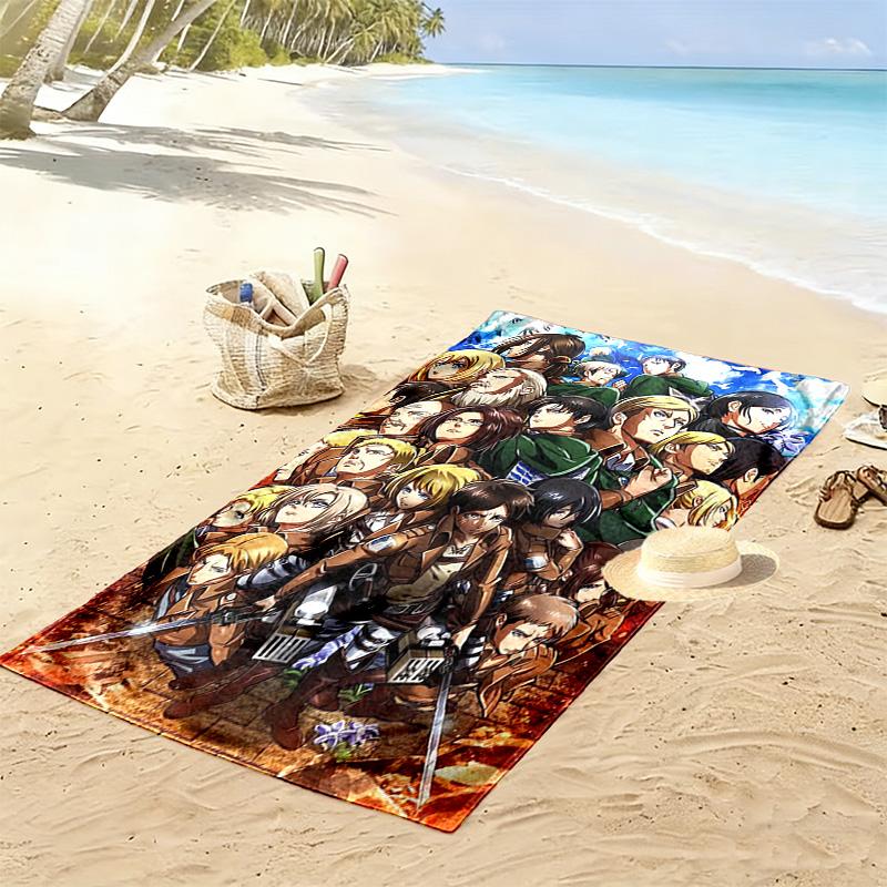 Attack Titan Print Beach Towel, Large Soft Quick Dry Towel for Beach Camping Swimming
